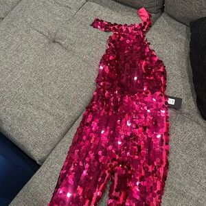 Hot pink large sequin jumpsuit